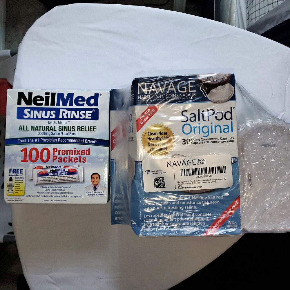 Naväge Essentials Sinus Irrigation System Bundle 30 SaltPods + NeilMed 100